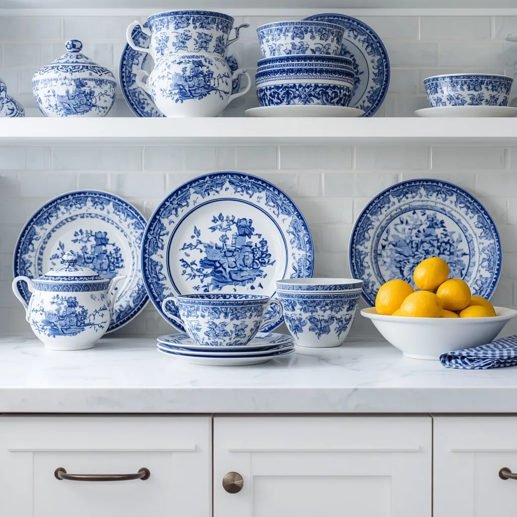 Blue and lemon summer kitchen