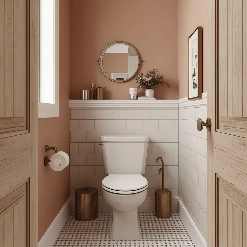 Blush pink small bathroom
