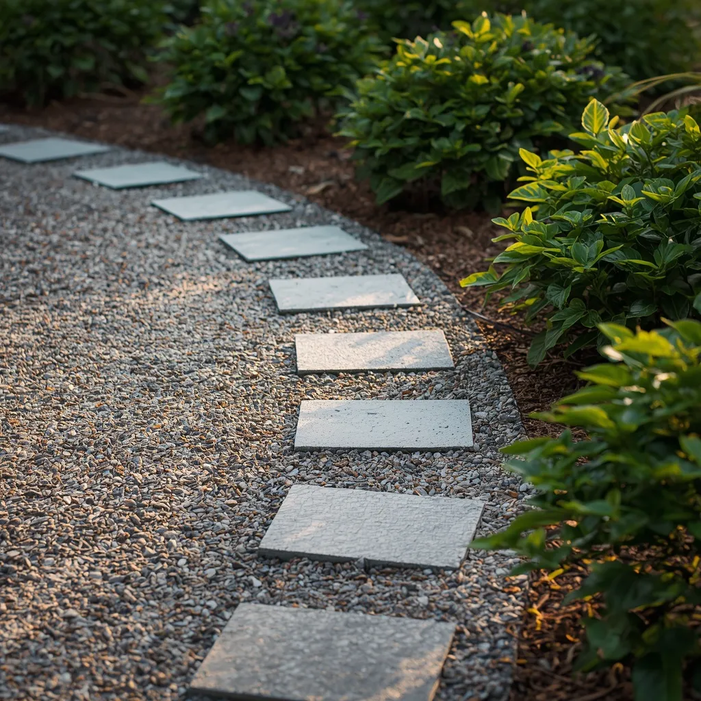 Corner flower bed with pathway