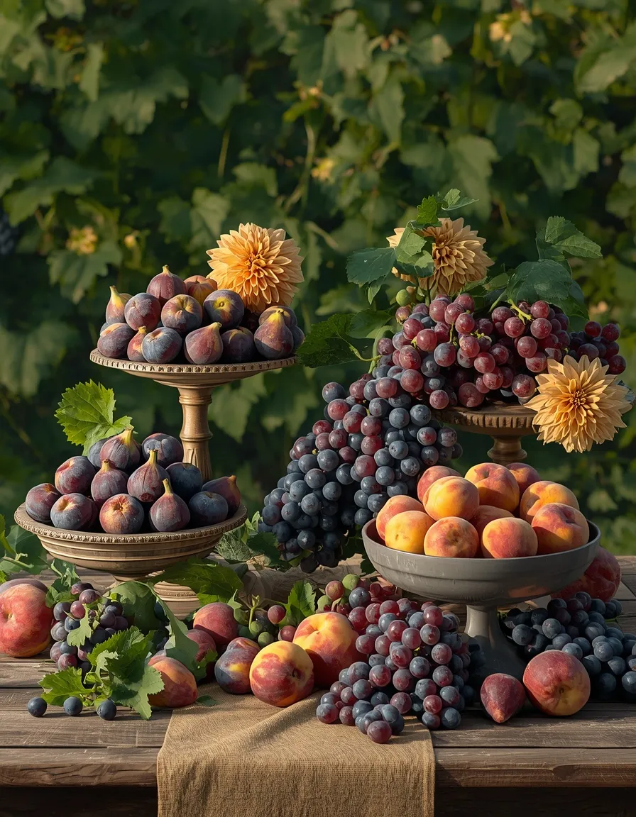 Late-harvest fruit outdoor dining table