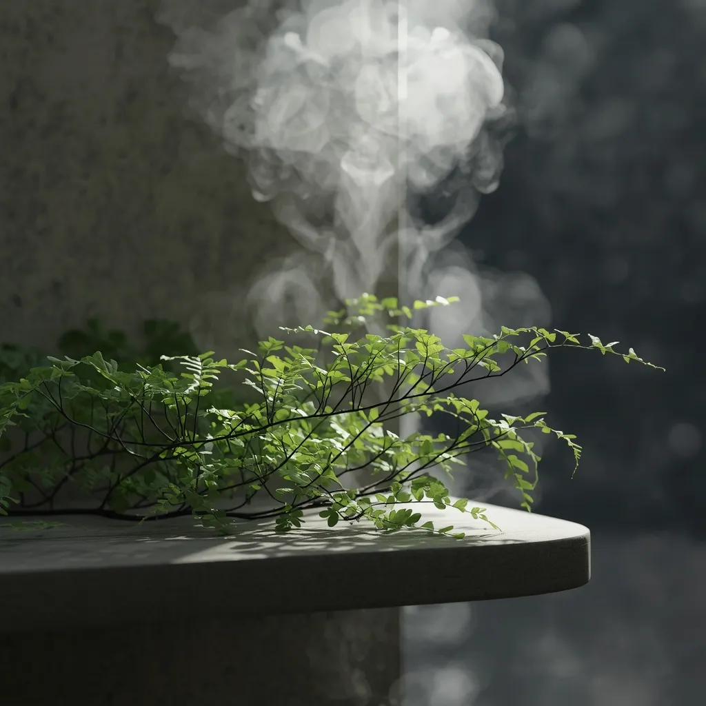 Maidenhair fern in steamy bathroom