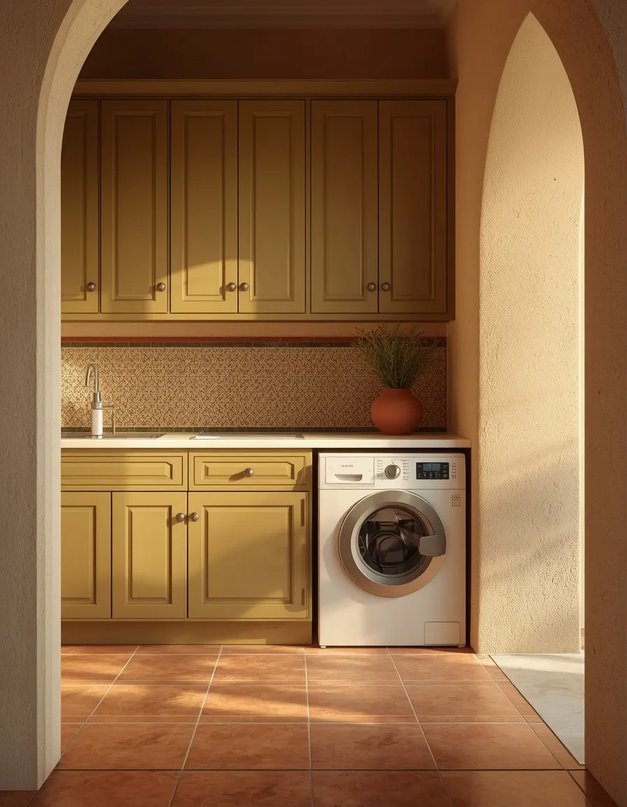 Mediterranean sage and terracotta laundry