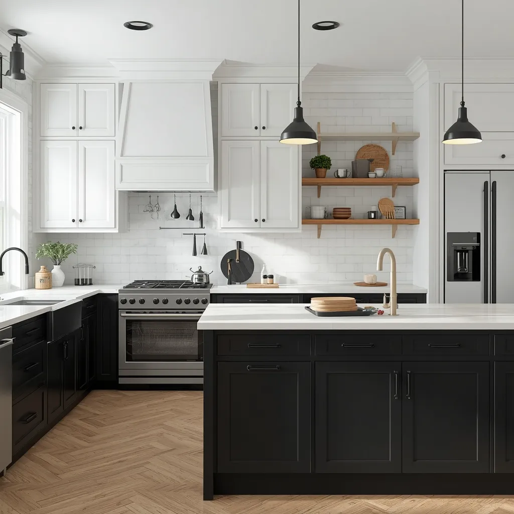 Black and white contrast kitchen scheme
