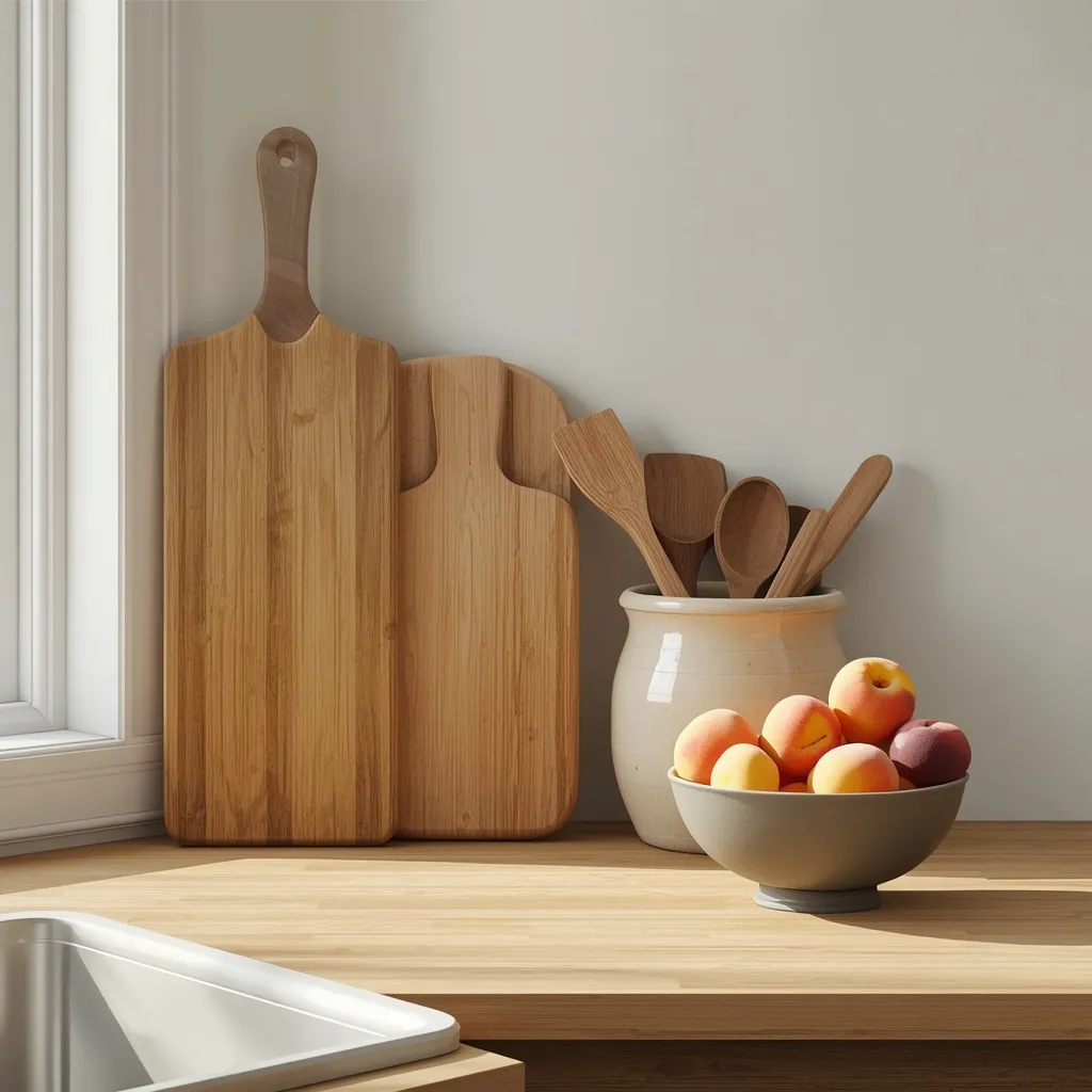 Bread boards crocks farmhouse kitchen