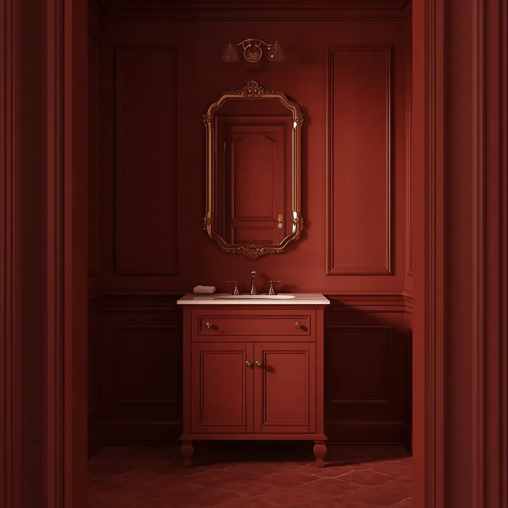 Color drenched bathroom vanity