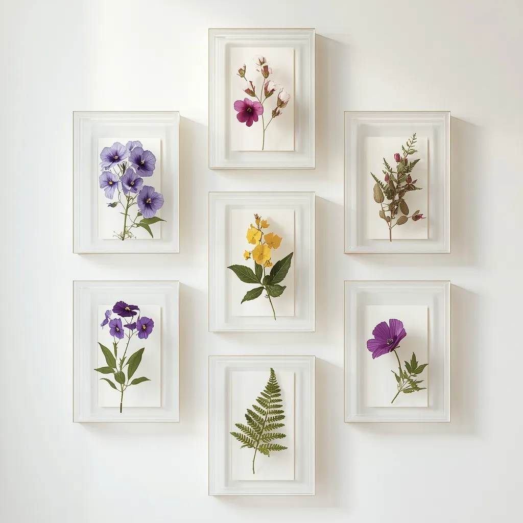 DIY pressed flower bedroom wall display