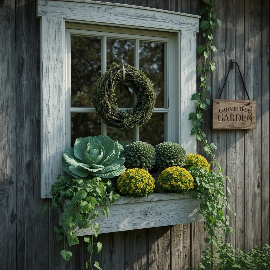 Fall-planted garden shed window box