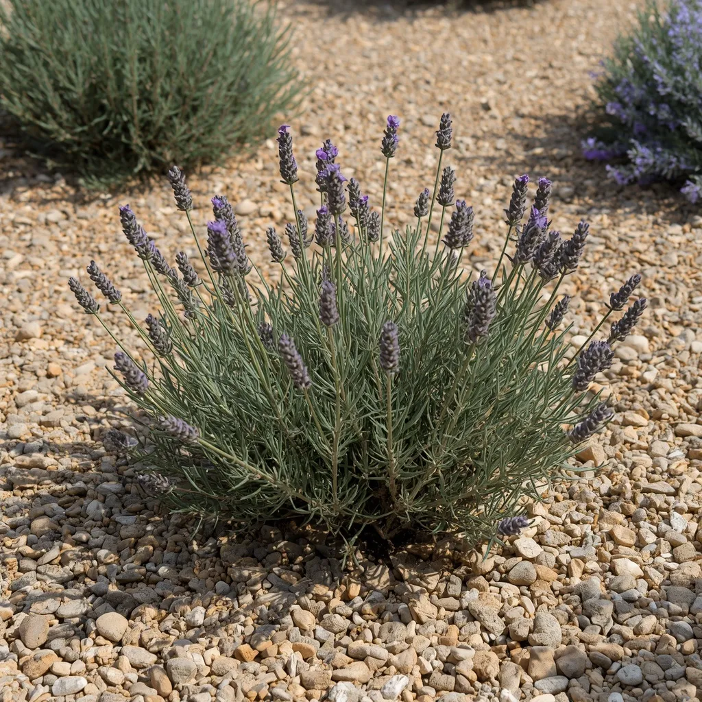 Mediterranean gravel flower bed