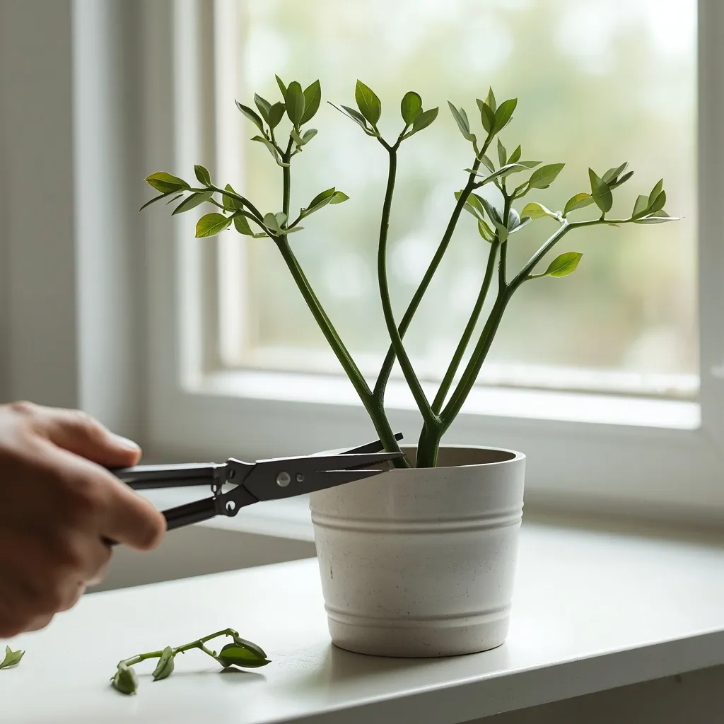 Pruning a leggy jade plant