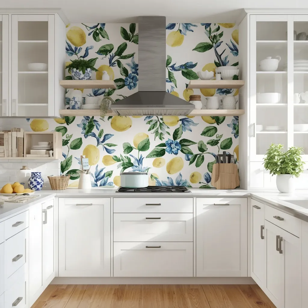 Removable wallpaper kitchen makeover