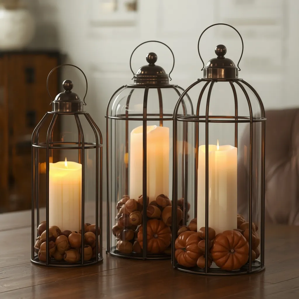 Trio of candle lanterns as a centerpiece