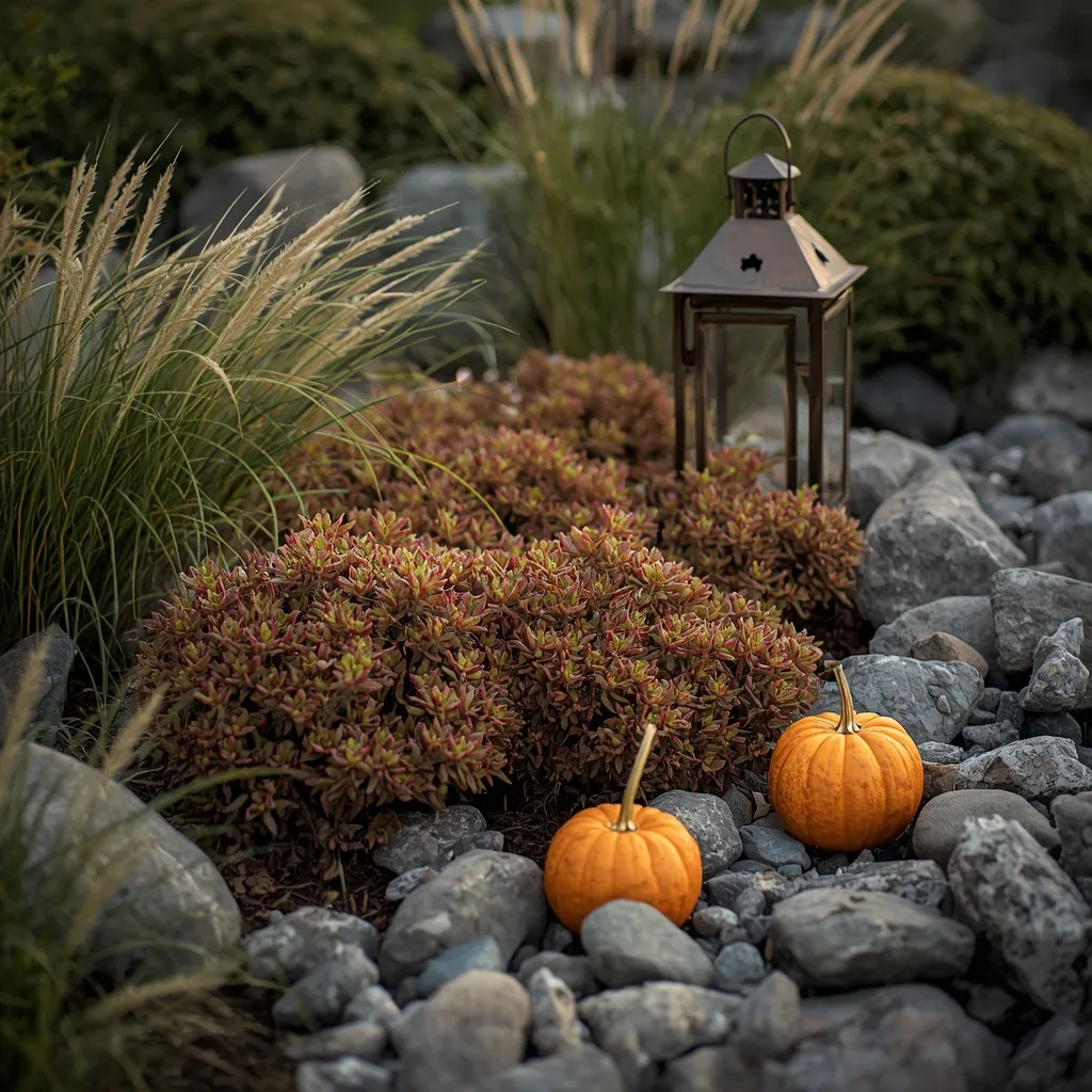 Autumn accents in a rock garden