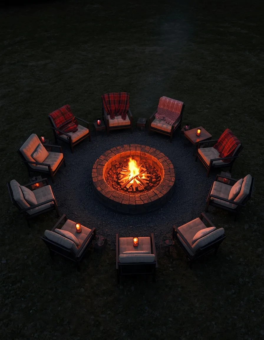 Fire-pit outdoor dinner circle