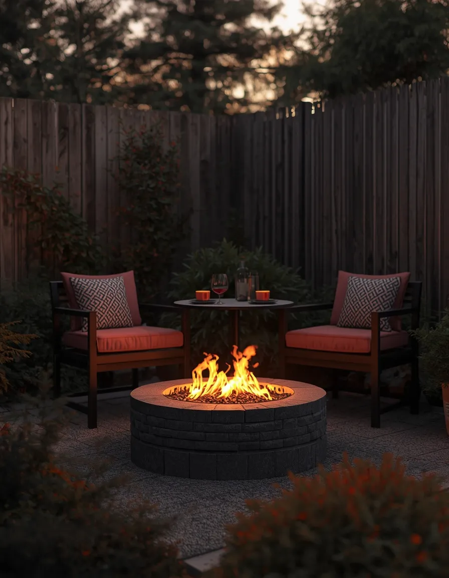 Fire-pit small backyard dining