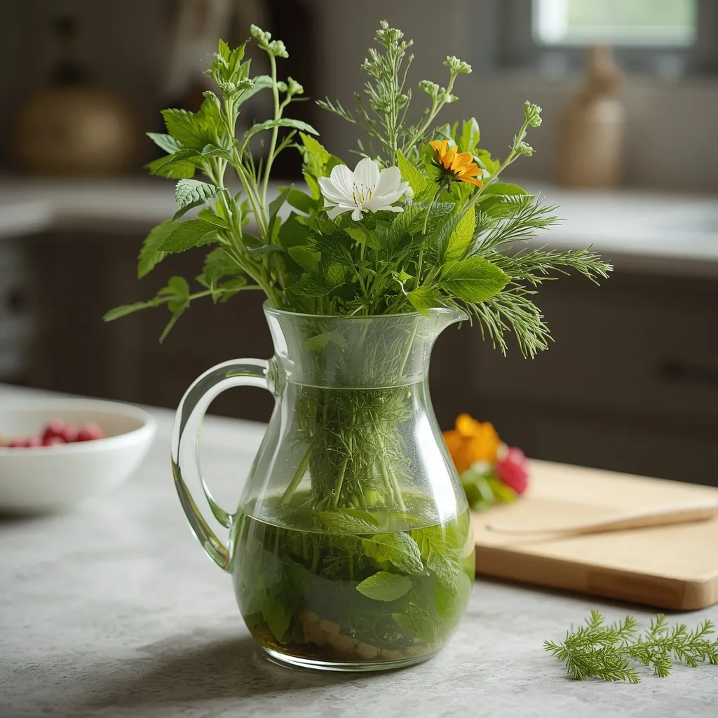 Herb and flower kitchen jug