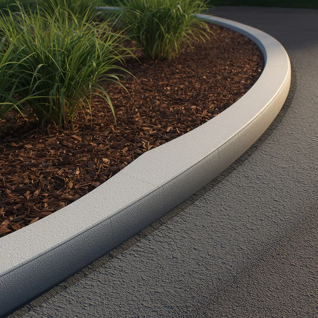 Poured concrete curb bed edging