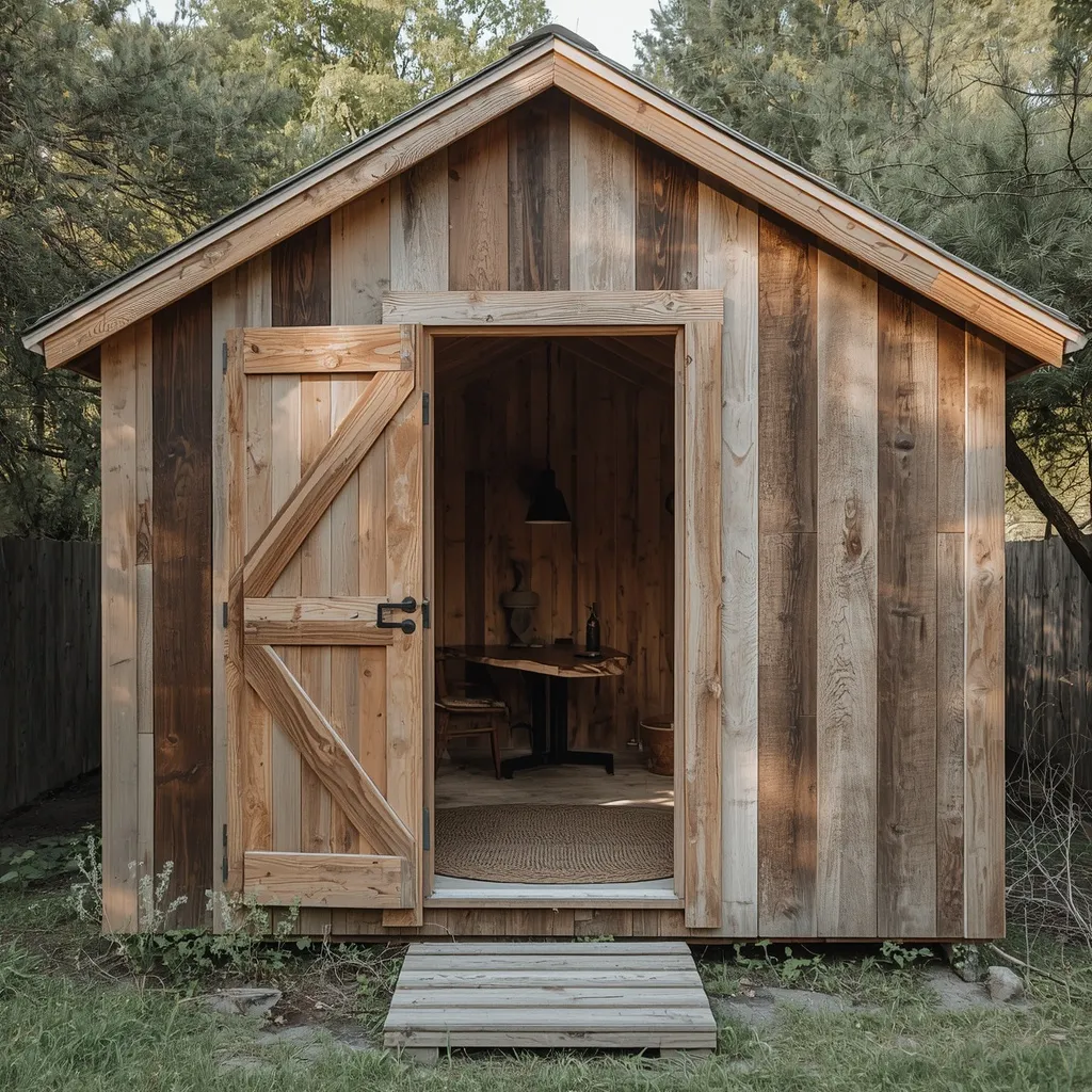 Reclaimed wood rustic shed office