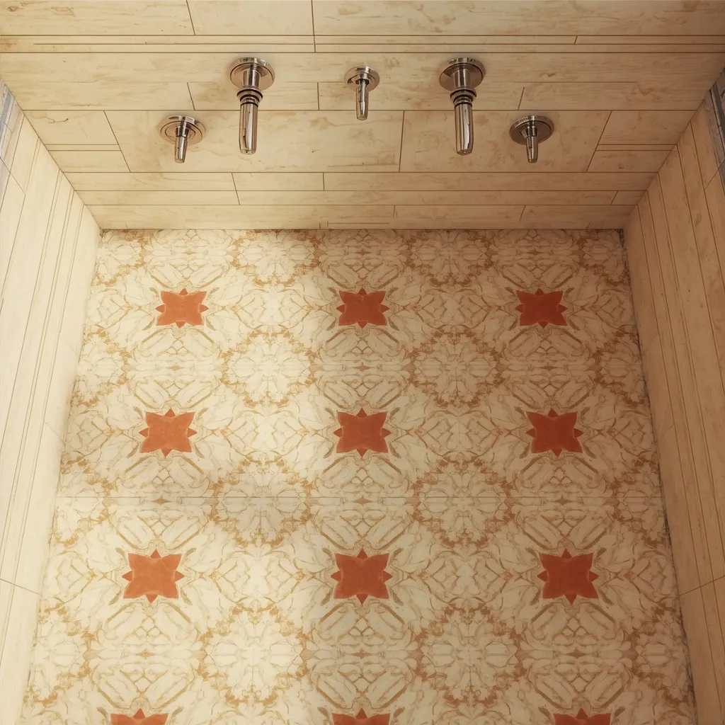Star and cross tile powder room