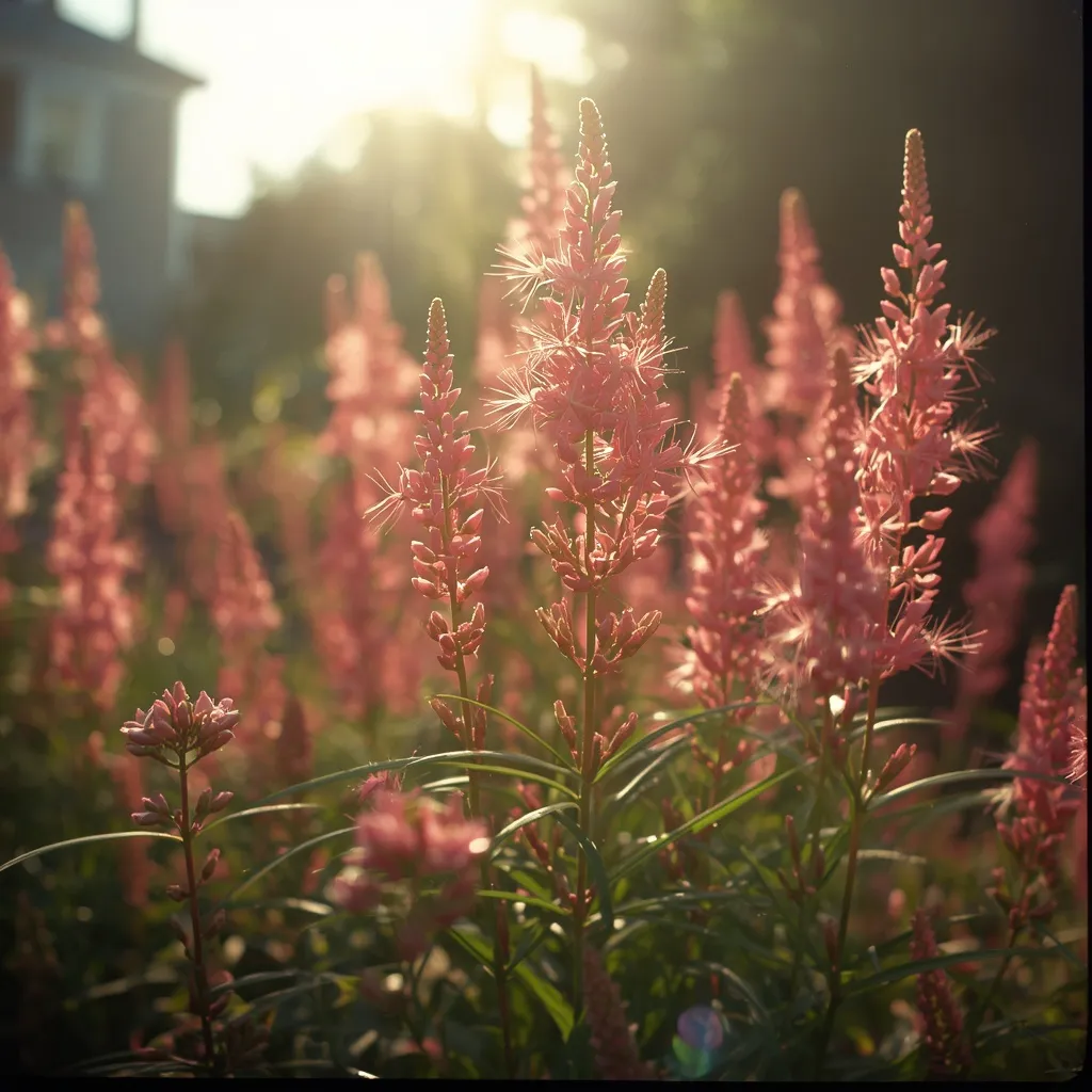 Tall pink cleome spider flowers rising at the back of a summer border