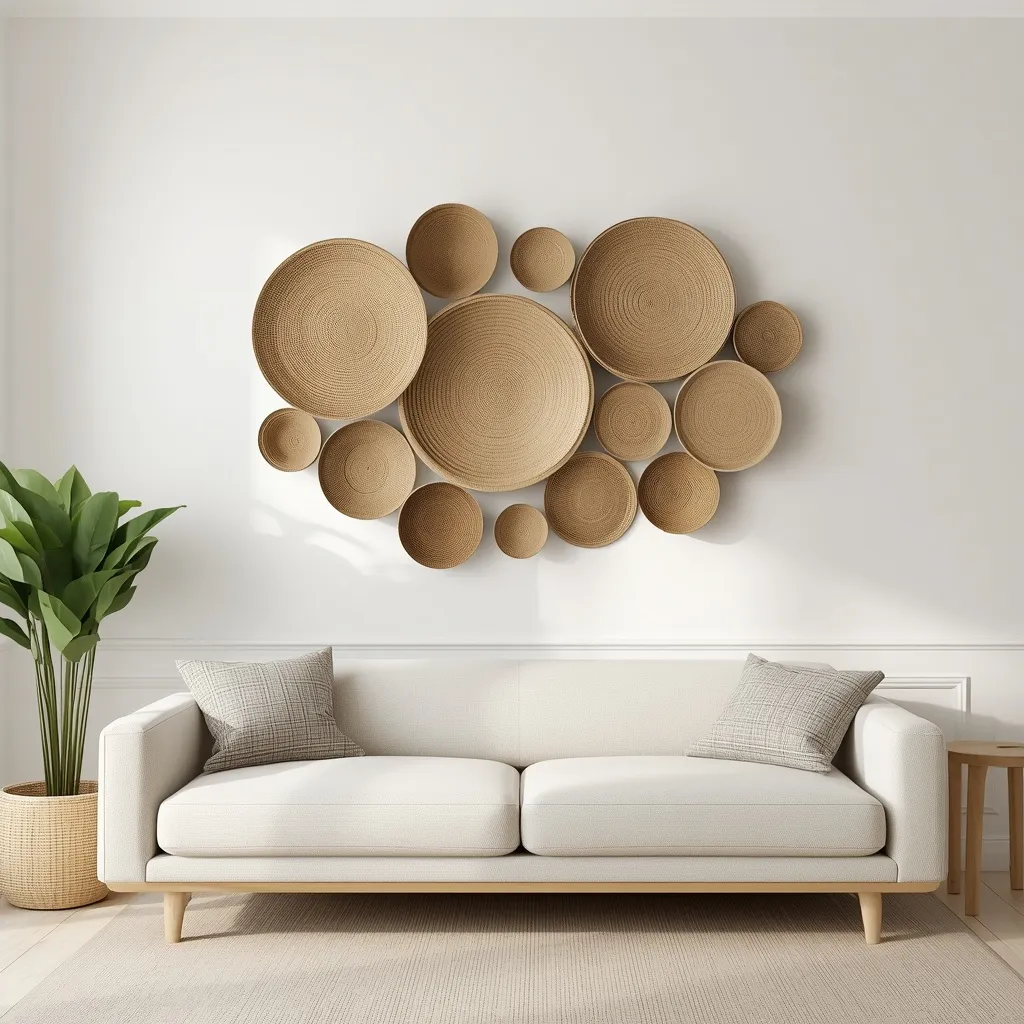 Woven wall discs living room