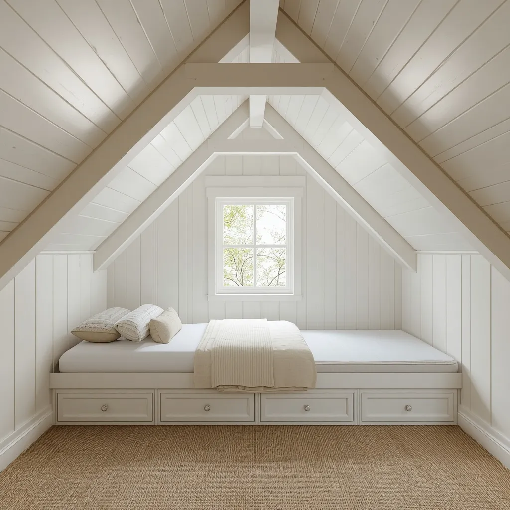 Attic farmhouse bedroom eaves