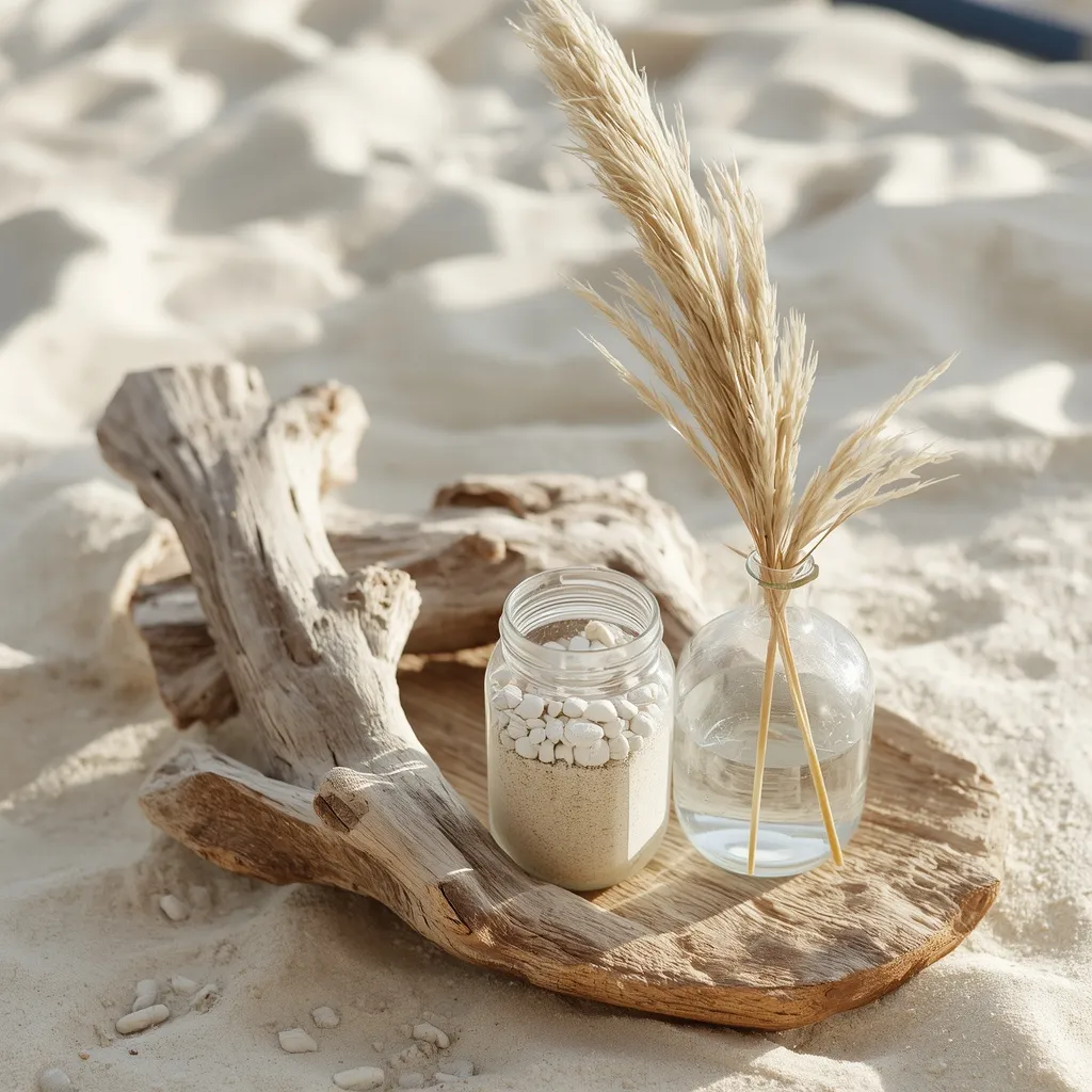 Beachy driftwood coffee table decor