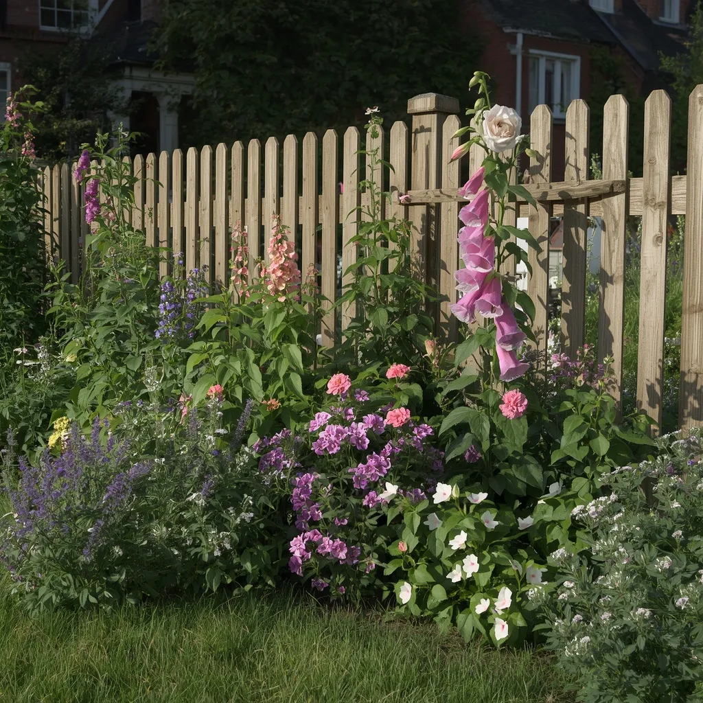 Cottage style corner flower bed