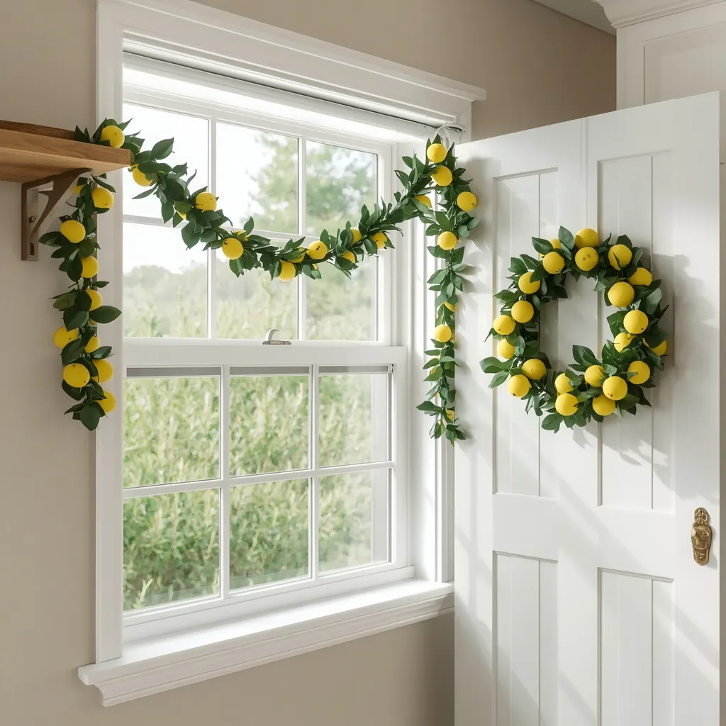 Faux lemon garland kitchen decor