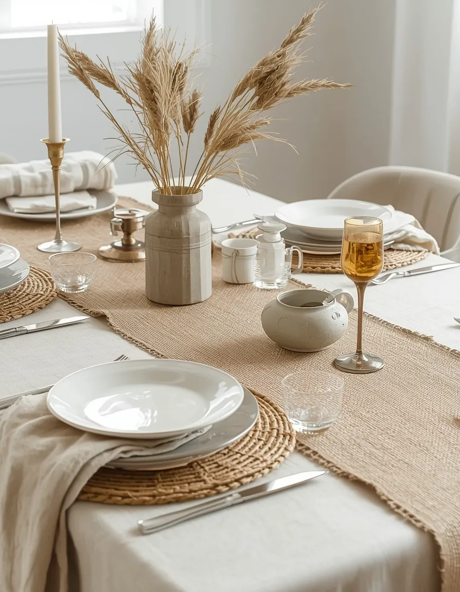 Neutral linen summer dining room