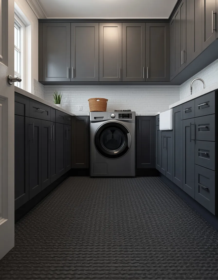 Rubber utility laundry room floor