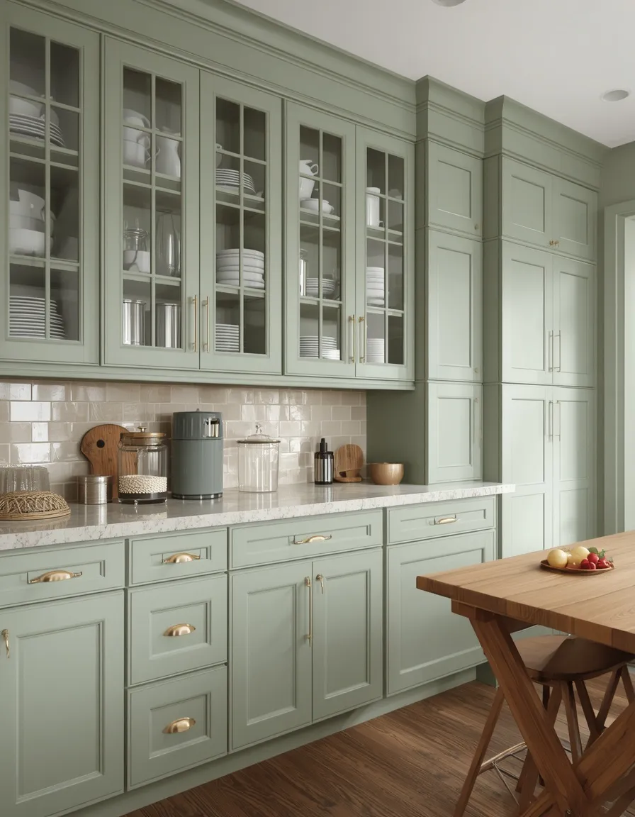 Sage green butler's pantry laundry room