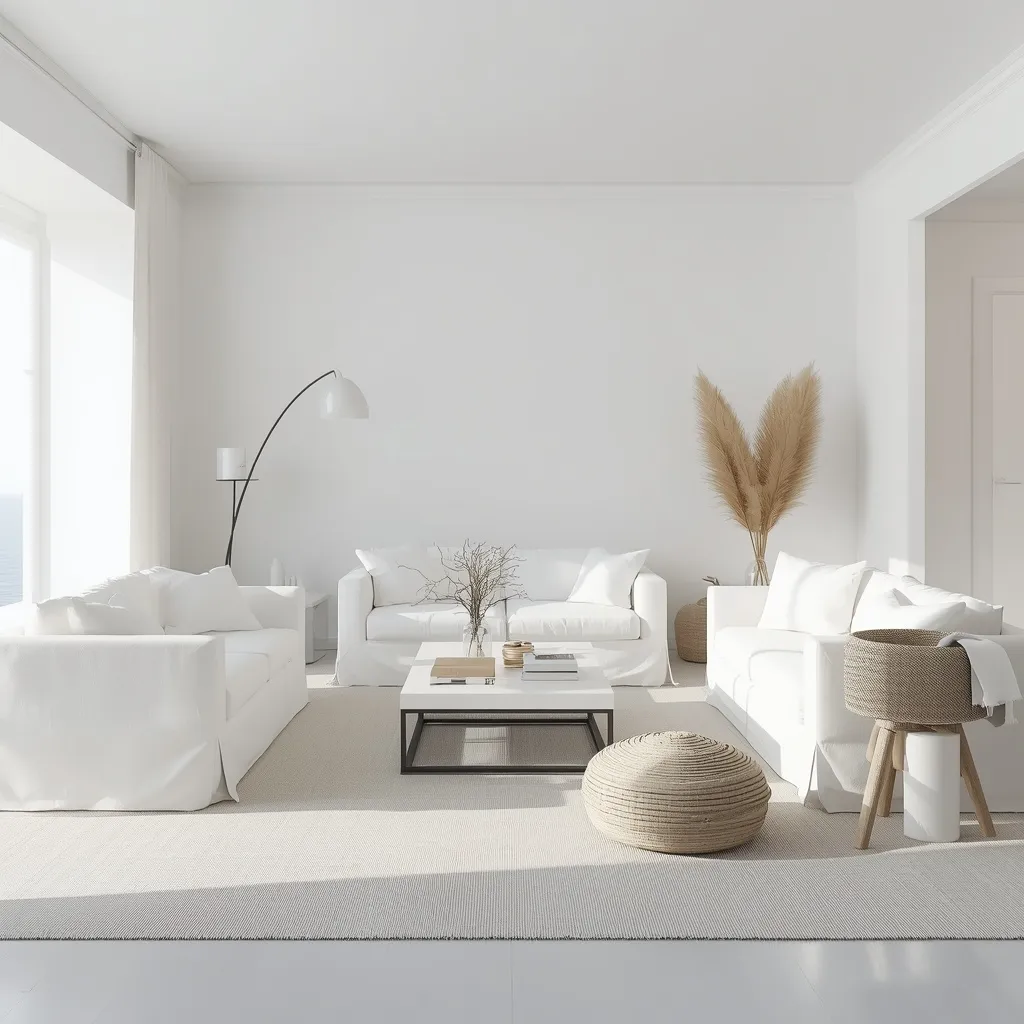 All white coastal living room