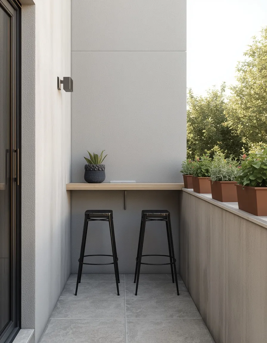 Bar-ledge small backyard dining