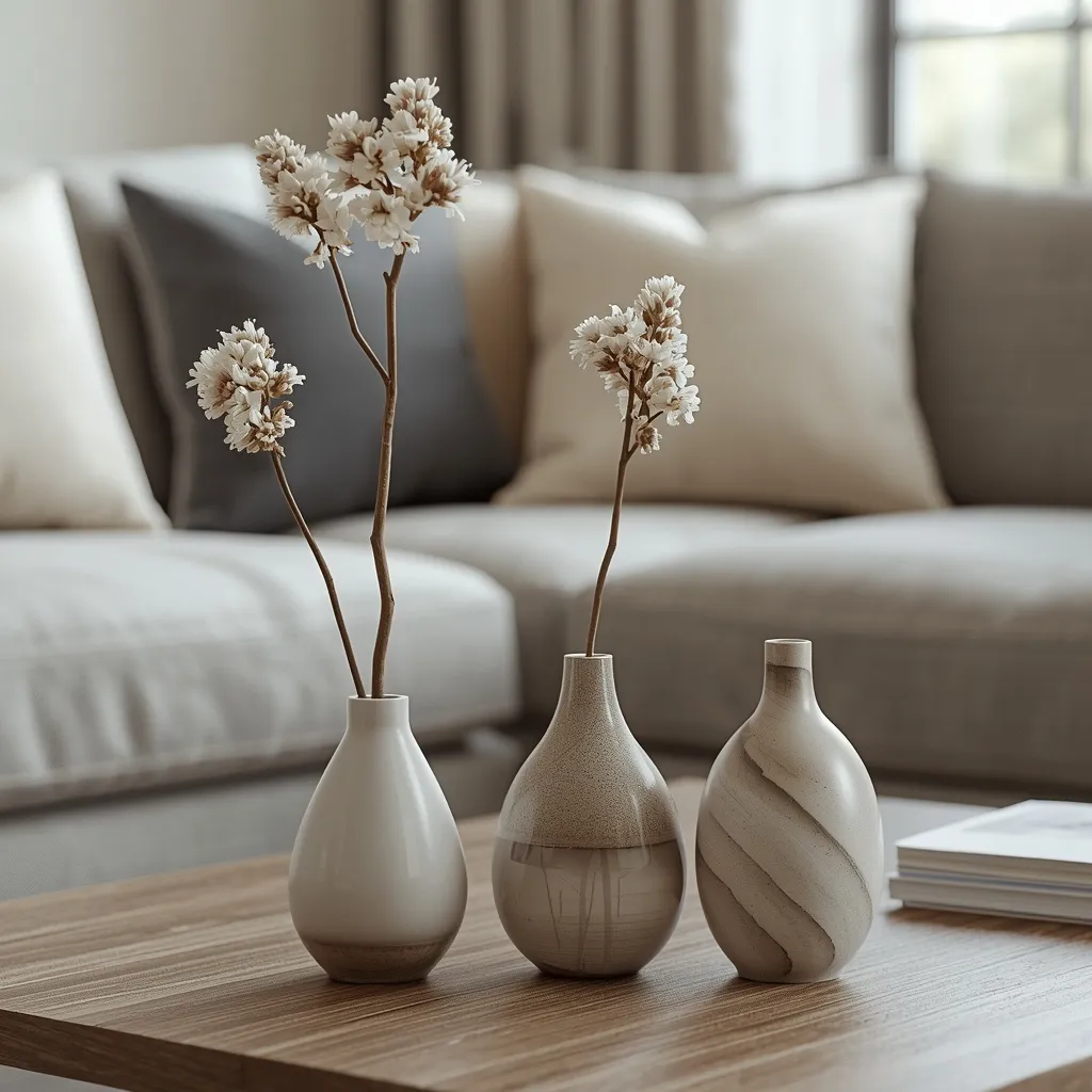 Bud vase trio coffee table