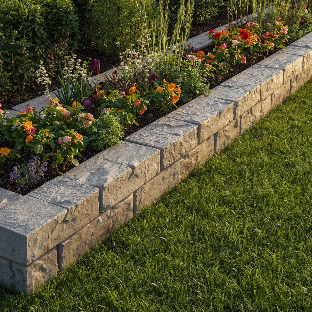 Flagstone flower bed border