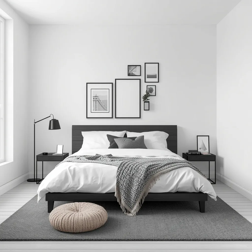 Monochrome black white bedroom