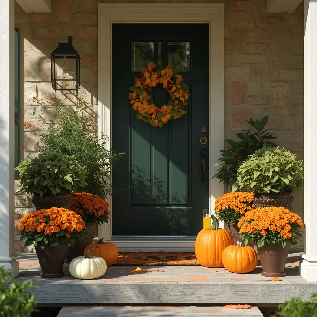 Warm-climate fall porch with croton