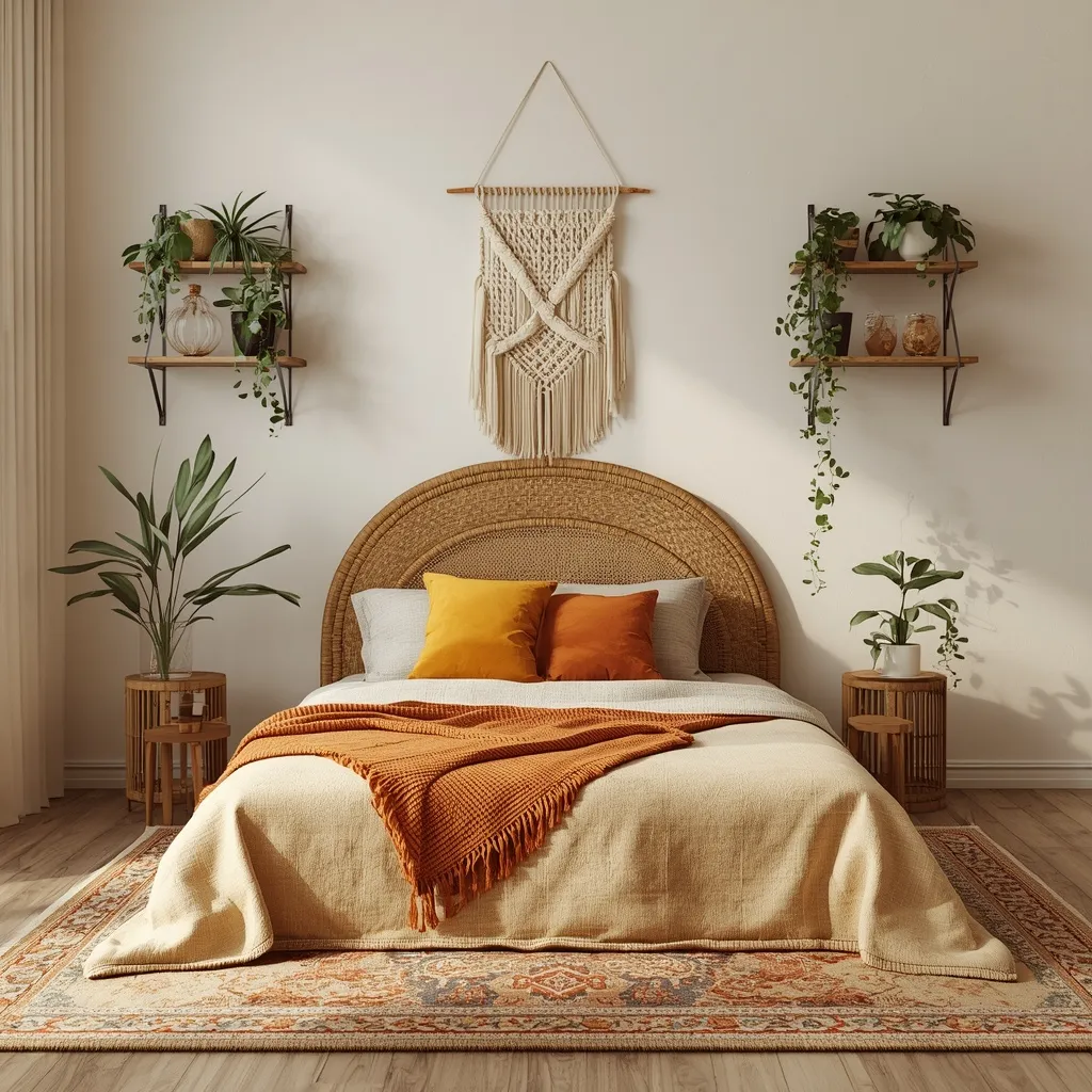 Boho rattan airy bedroom