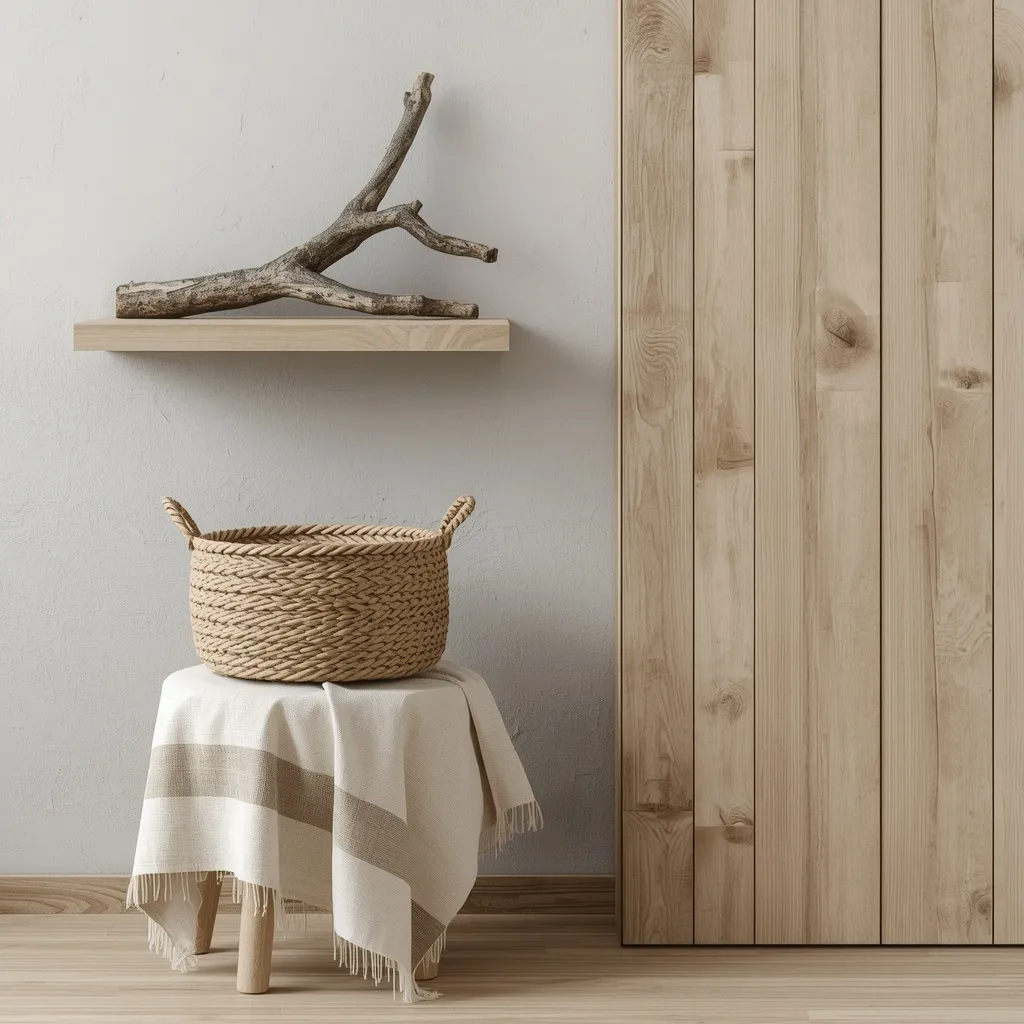 Driftwood texture coastal bedroom corner