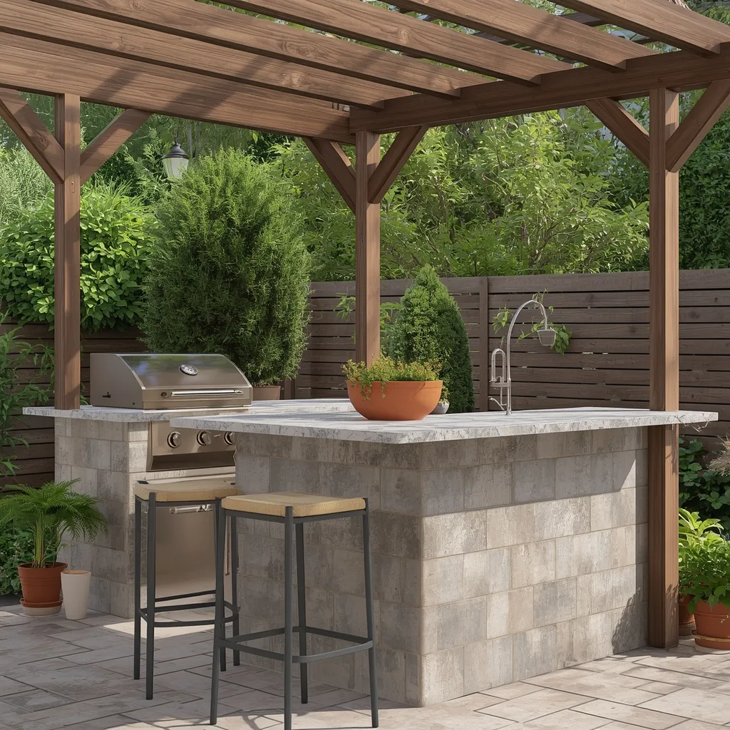 Outdoor summer kitchen corner