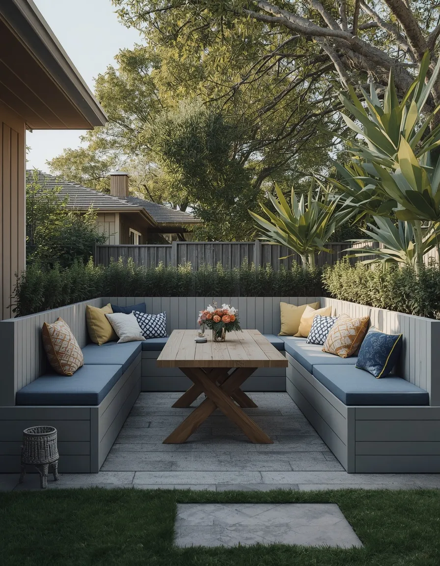 Sunken seating backyard dining pit