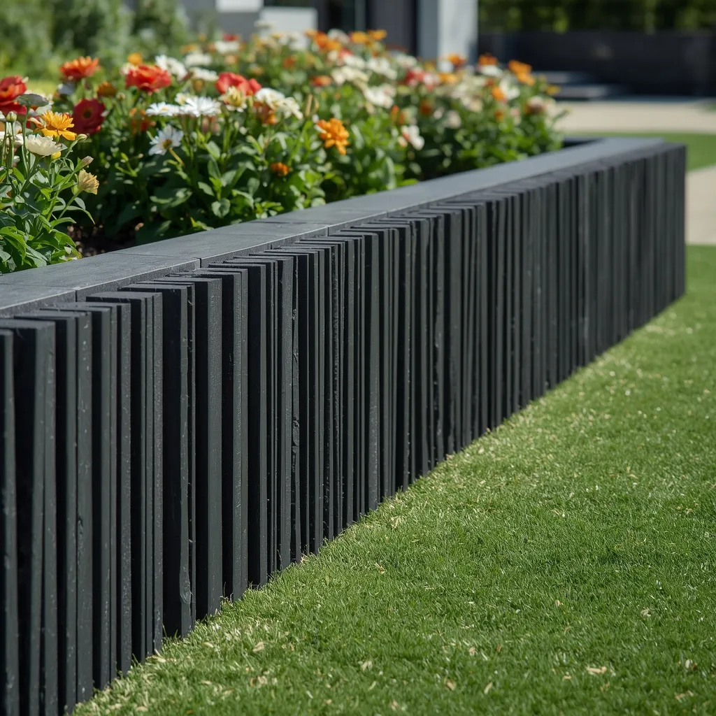 Vertical slate flower bed border