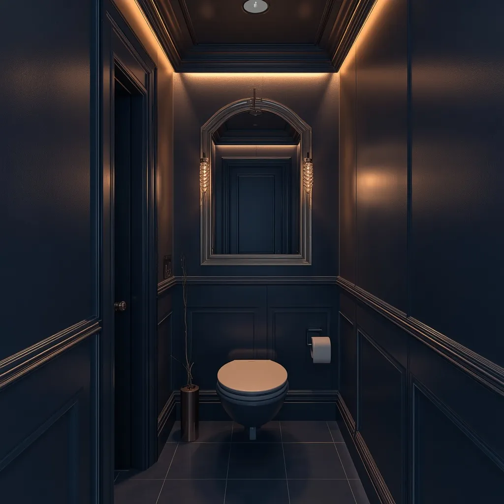 Color drenched navy powder room