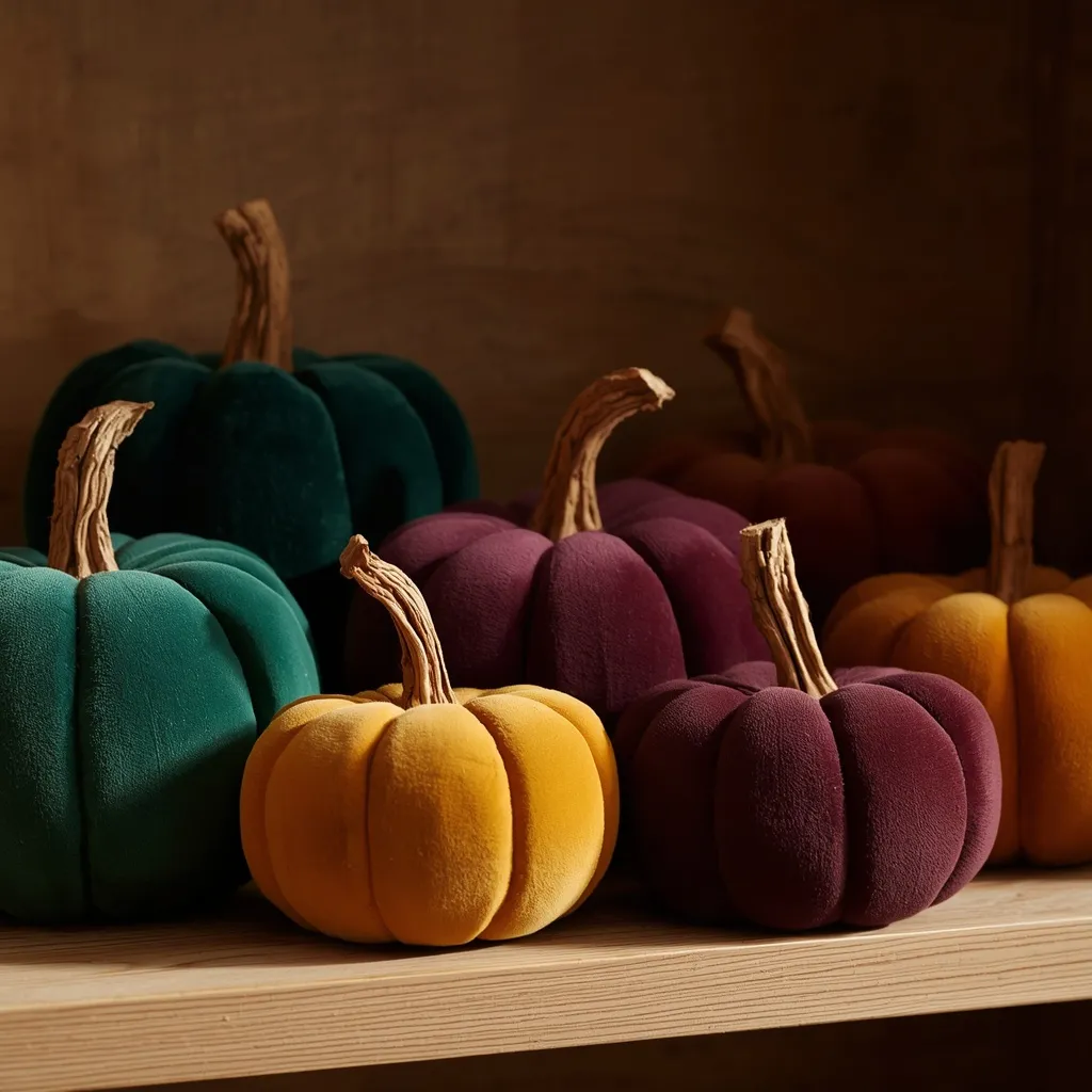DIY velvet fabric pumpkins in jewel tones