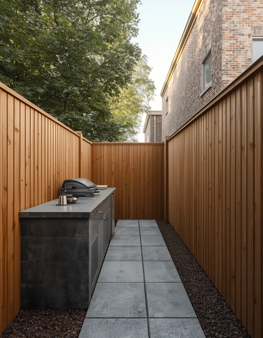 Galley small backyard outdoor kitchen