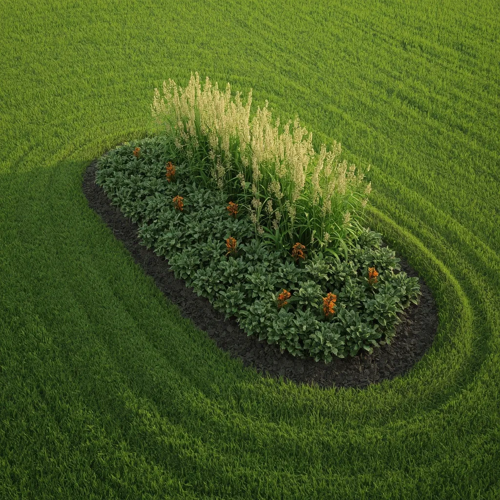 Island flower bed in a lawn