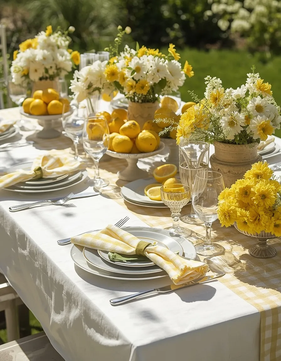 Lemon summer brunch tablescape