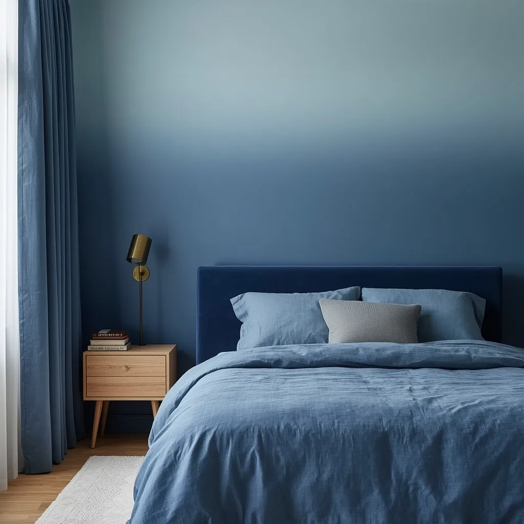 Monochromatic blue bedroom color scheme