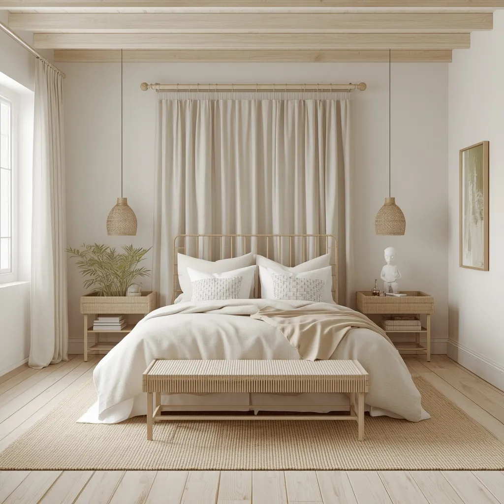 Neutral linen summer bedroom