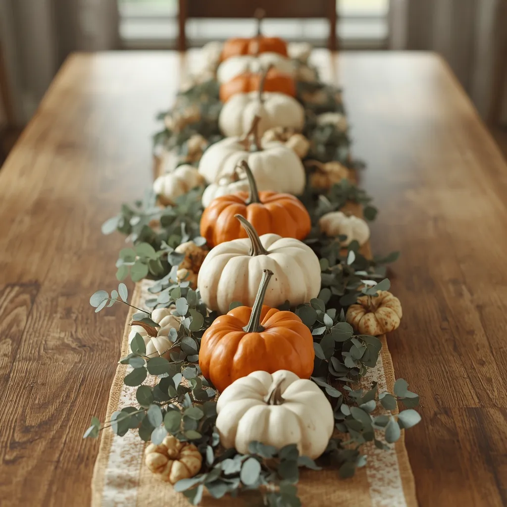 Pumpkin centerline down a dining table
